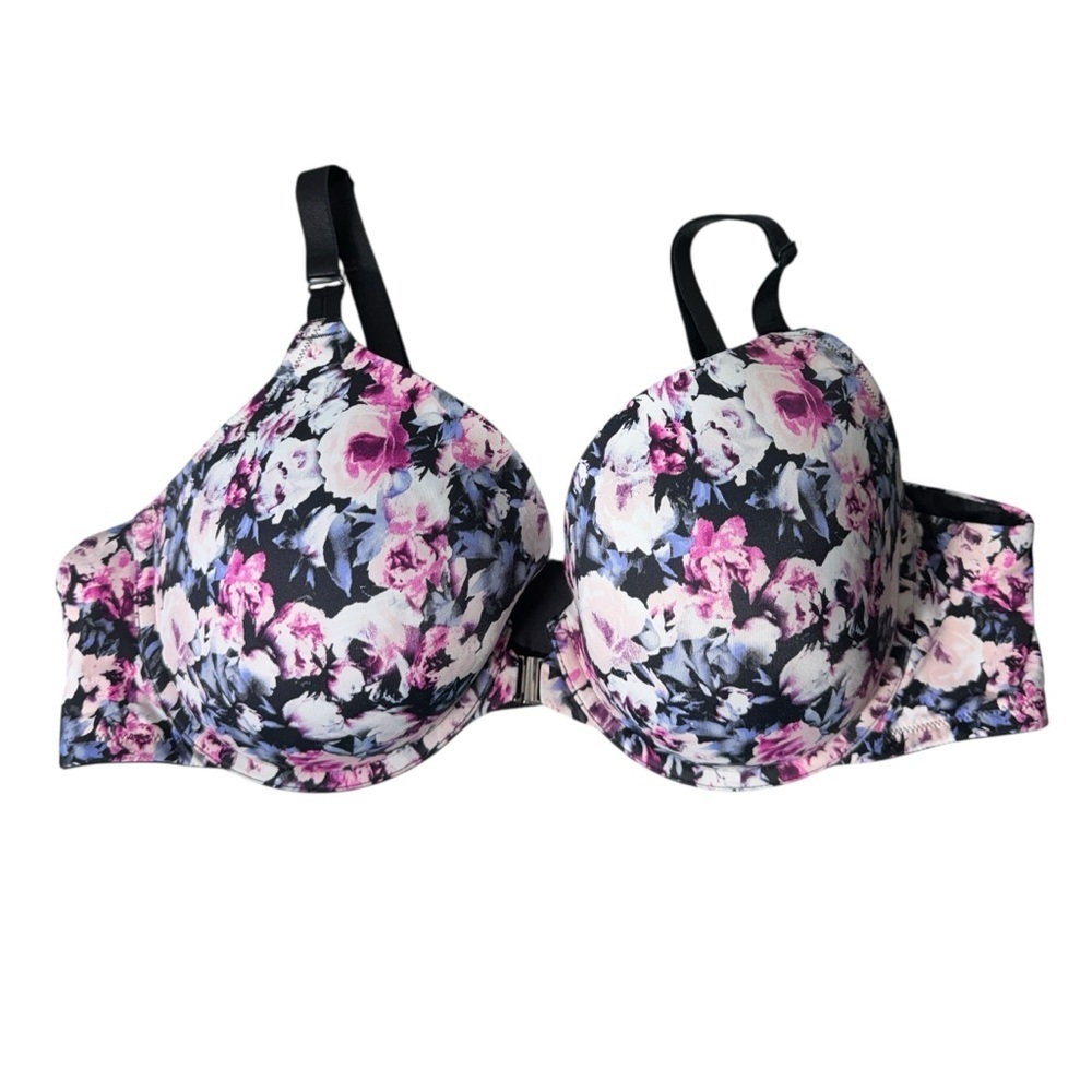 Penningtons Deesse Pink Floral Full Coverage Plunge Bra Adjustable Straps 44C